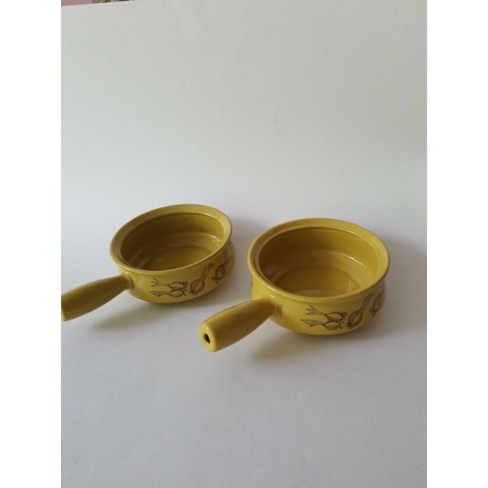 SMI Japan yellow retro soup bowls with handles. Good condition.